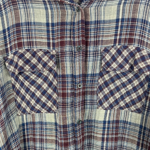 Melissa McCarthy Seven7 Blue Red Plaid Cotton Modal Blend Button-Down 2X Blouse - Picture 7 of 10